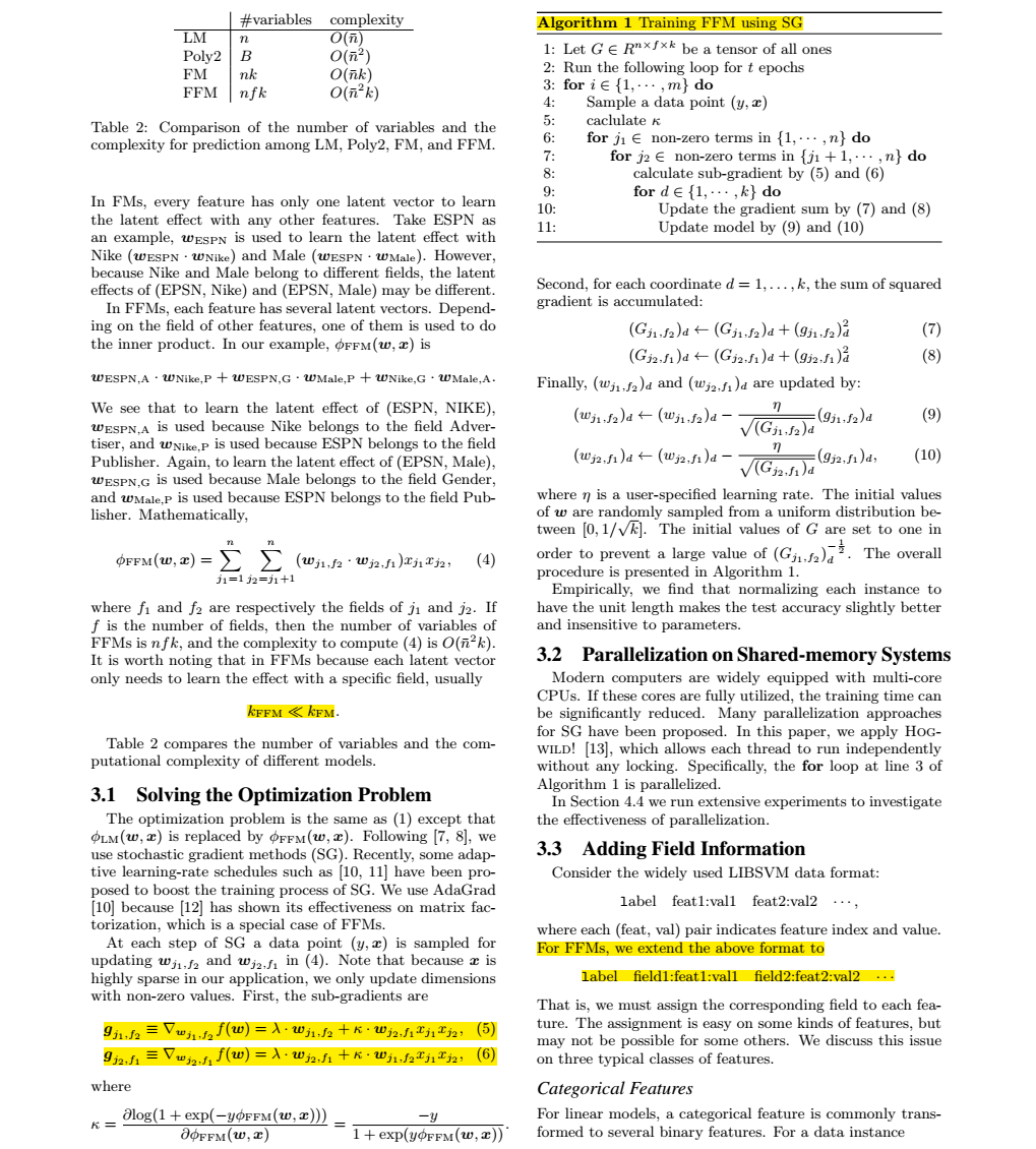 《Field-aware Factorization Machines for CTR Prediction》FFM模型整理及python代码 ...