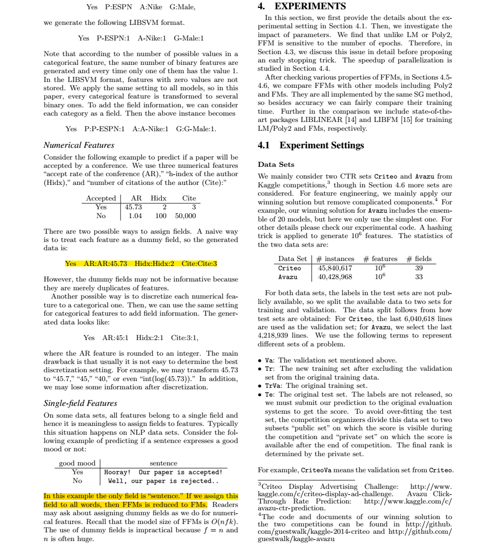 《Field-aware Factorization Machines for CTR Prediction》FFM模型整理及python代码 ...