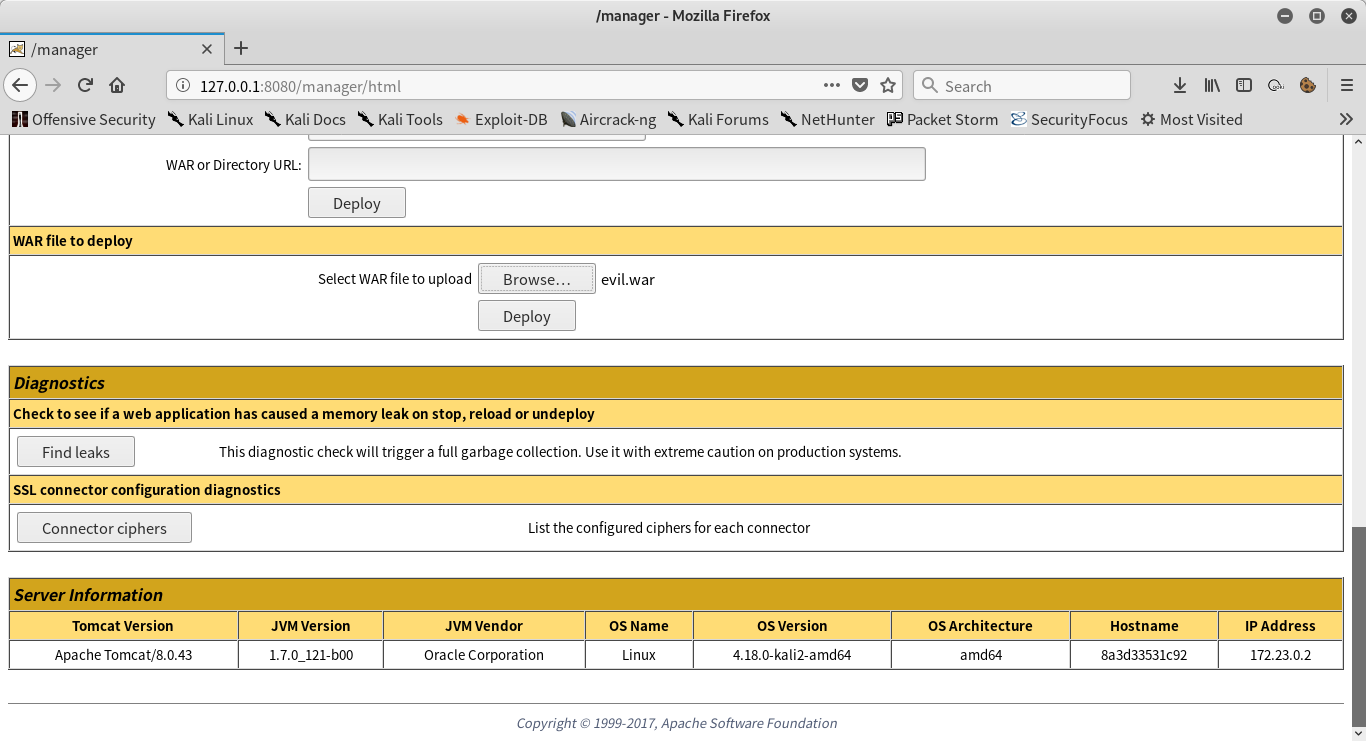 Vulnerability recurring Tomcat background War package upload Getshell ...