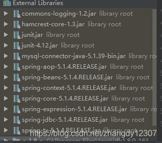 spring操作数据库过程中所需要的jar文件