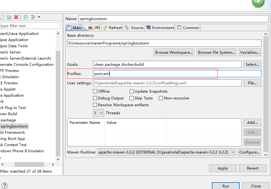 The requested profile pom.xml could not be activated because it does