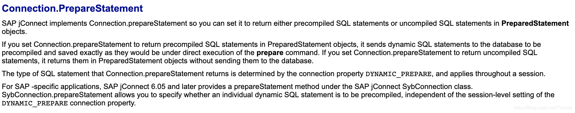 Sybase PrepareStatement Doc