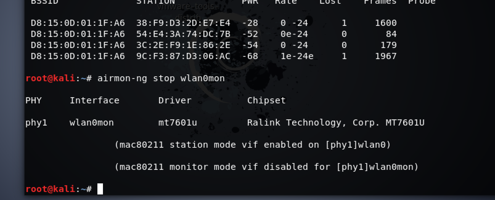 Как включить wifi kali linux после airmon ng