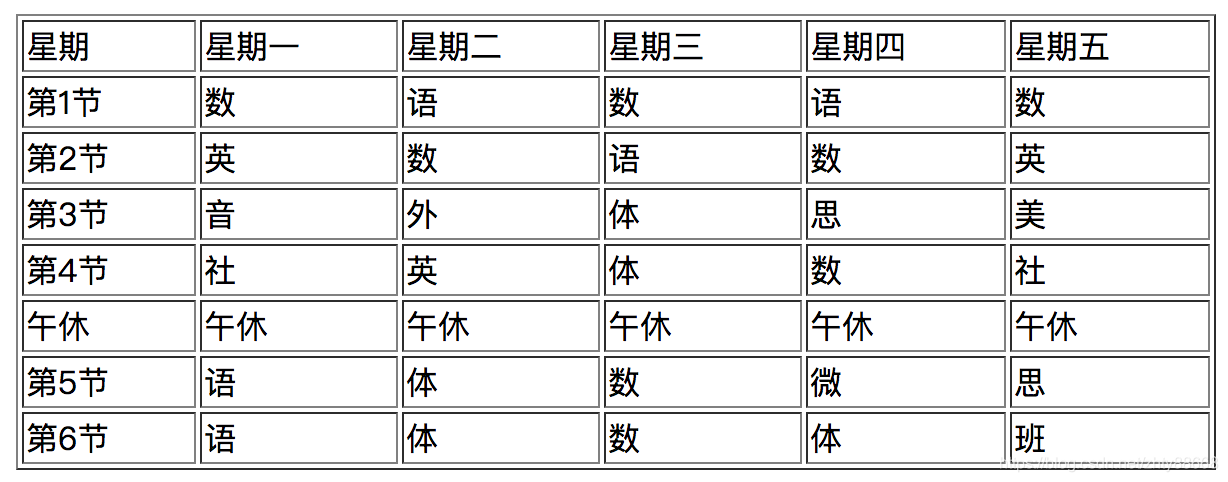 课程表