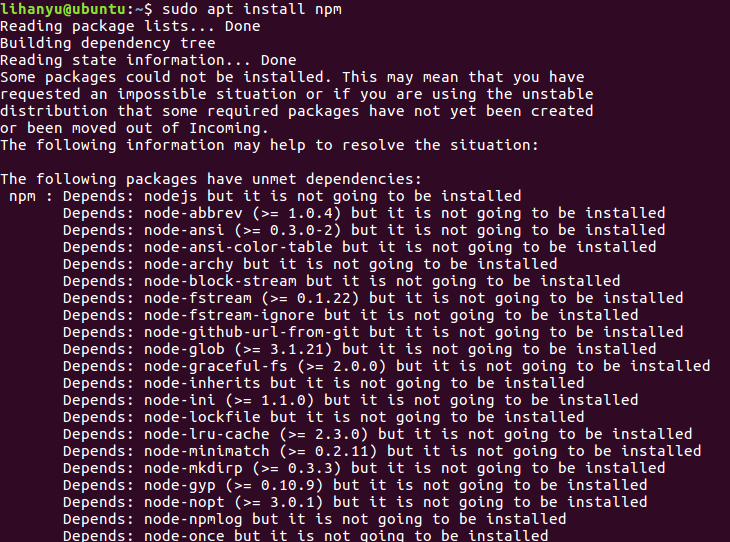 the following packages have unmet dependencies