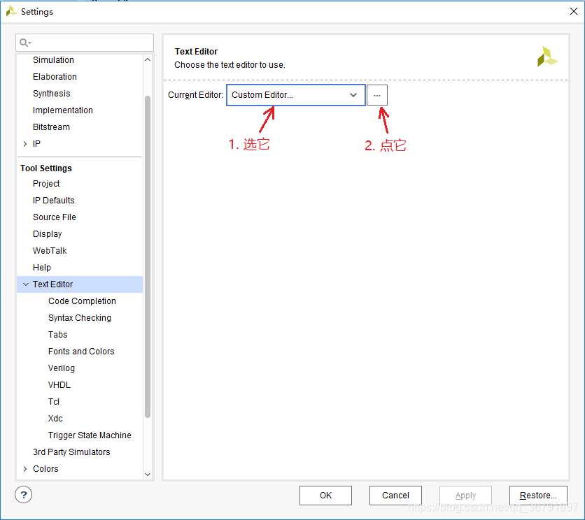 选择"Custom Editor"后点击右边那个三个点的按钮