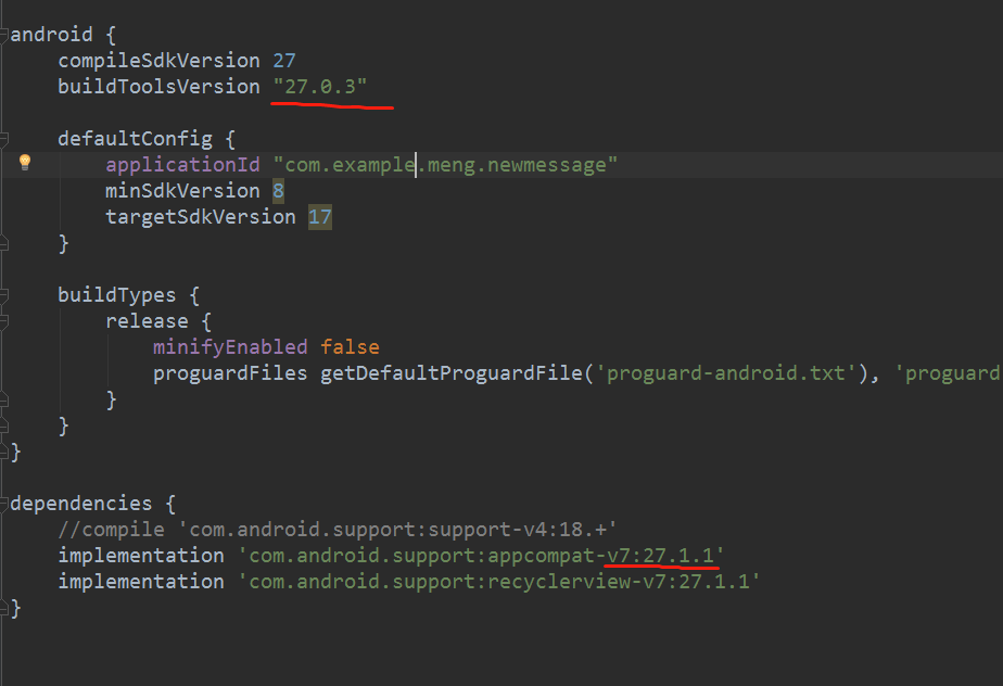 android 中buildToolsVersion和dependencies_android下sdk为17对应的