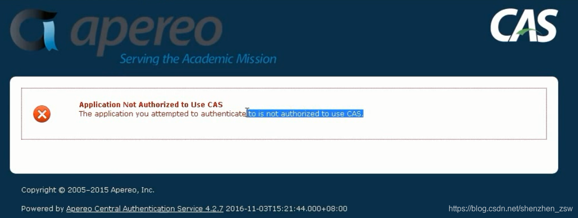 CAS client 登录认证 报不允许使用CAS来认证您访问的目标应用。 - 程序员大本营