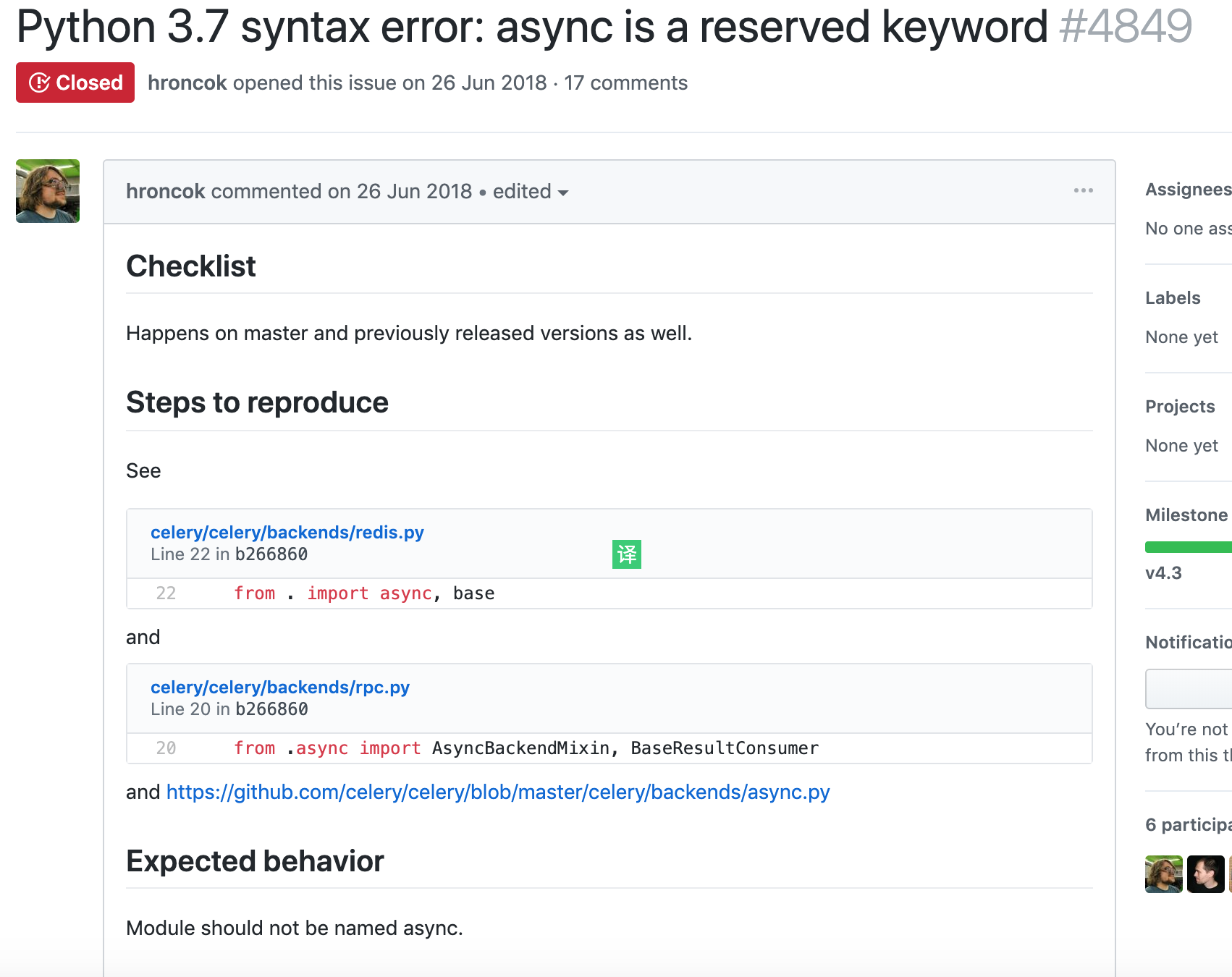 Python3.7.2使用celery出现from . import async, base SyntaxError invalid