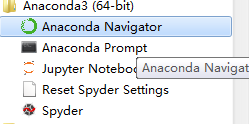 在开始菜单打开Anaconda Naivgator