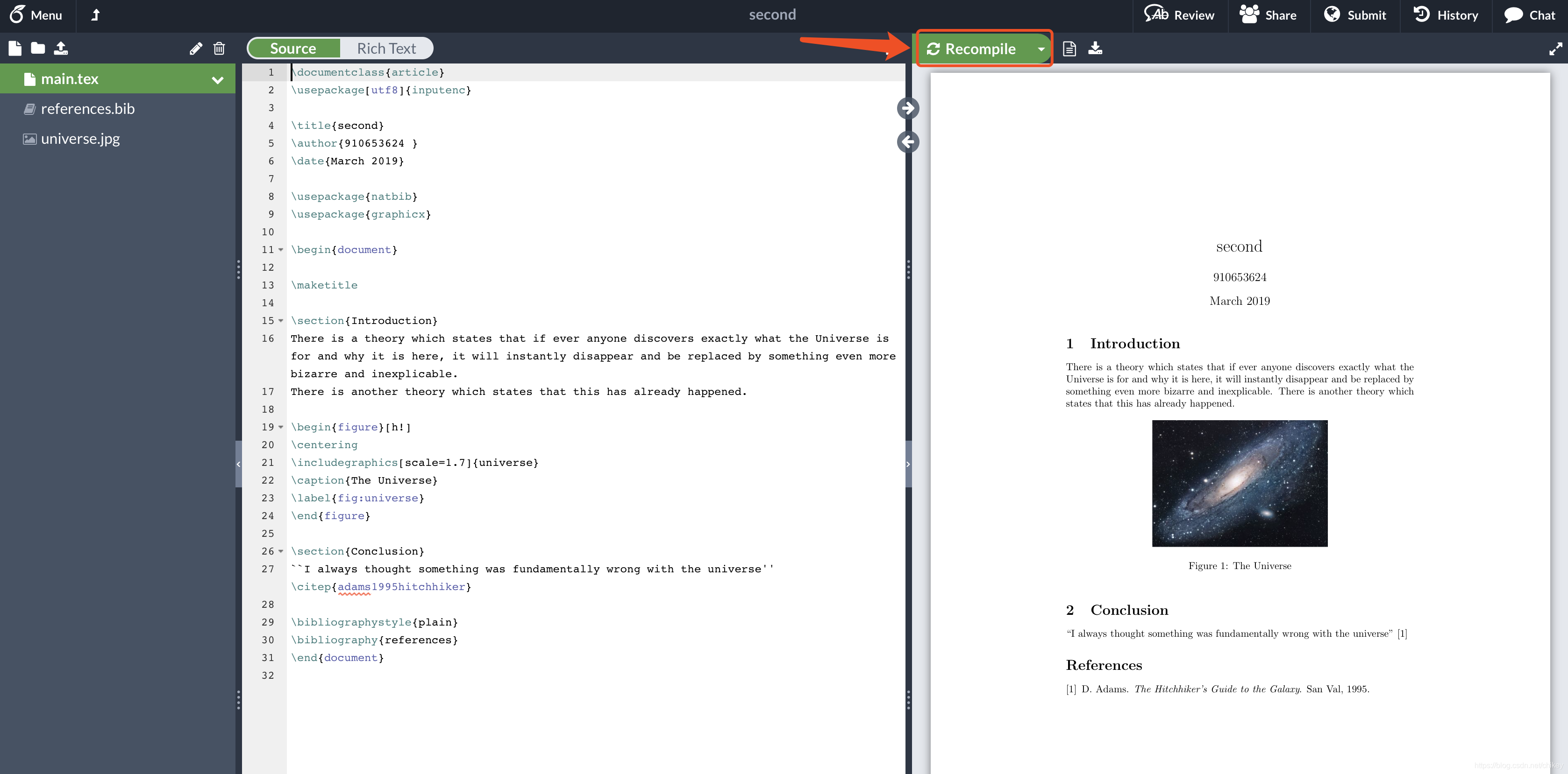 Overleaf的编辑框界面