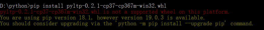 python安装 （2）—– pyltp（安装报错：xxx.whl is not a supported wheel on this platform）