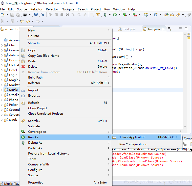 Eclipse运行出现“A Java Exception has occured”,报错信息为:Exception in thread ...