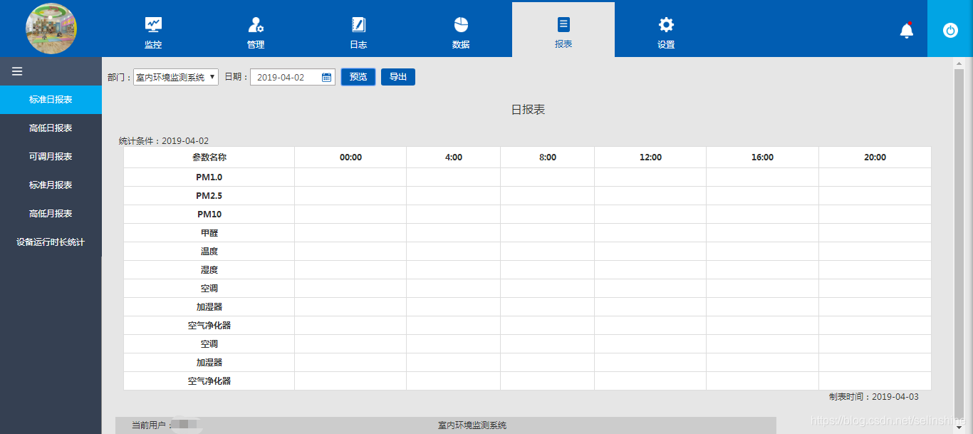 远程监控报表功能