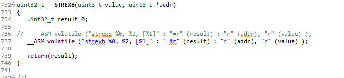 eclipse编译STM32程序Error: registers may not be the same -- `strexh r3,r2,[r3]'