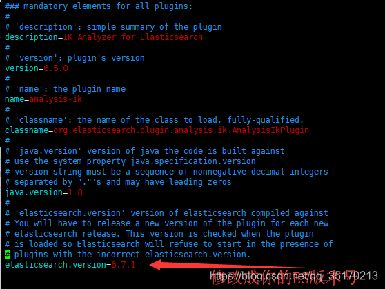 Plugin [analysis-ik] was built for Elasticsearch version 6.5.0 but version 6.7.1 is running