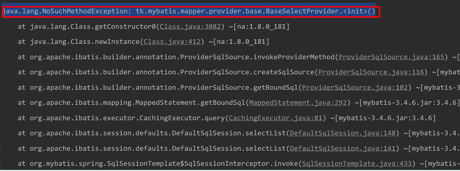 Java.lang.NoSuchMethodException: Tk.mybatis.mapper.provider.base ...