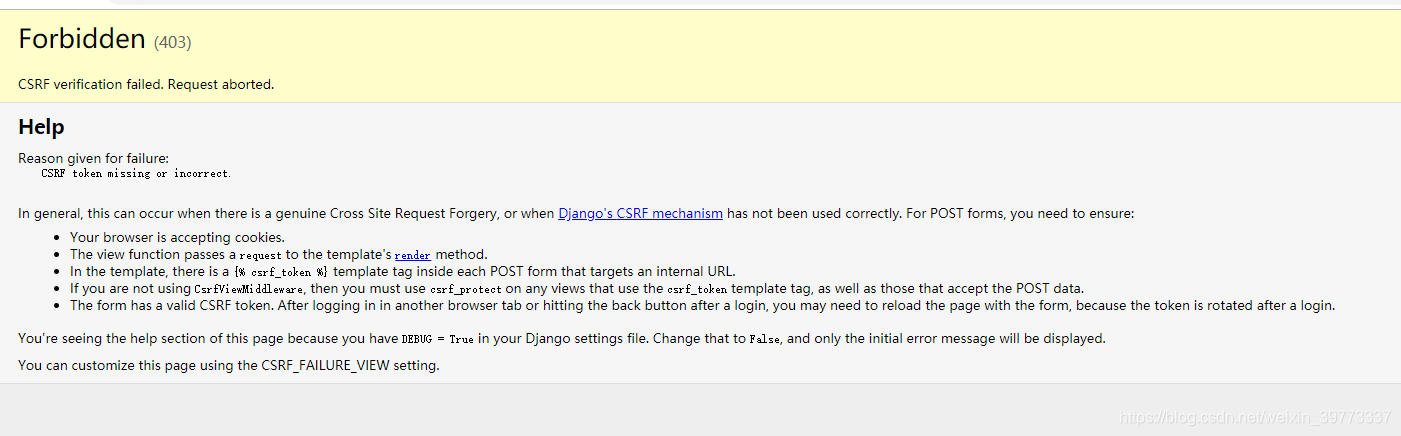 Django:Csrf Verification Failed. Request Aborted._Django Csrf Verification  Failed. Request Aborted._Xmaimiao的博客-Csdn博客