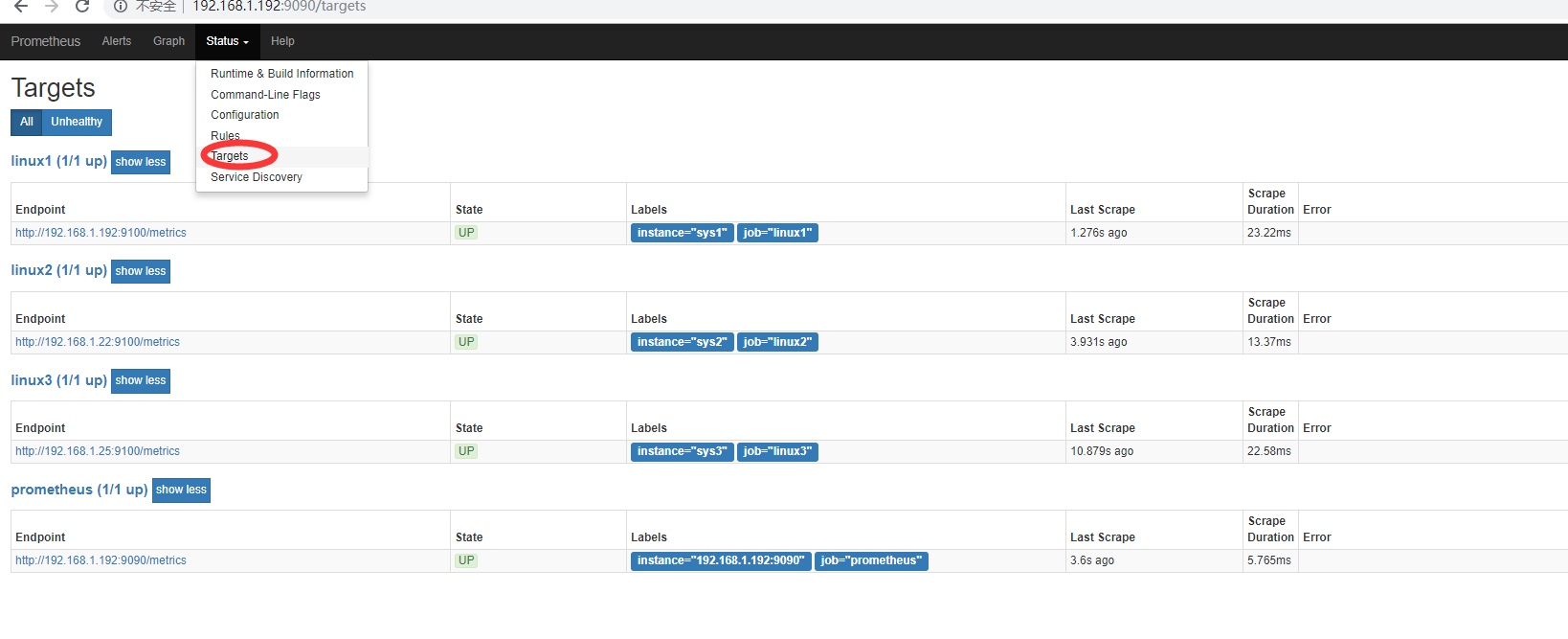 grafana node exporter no data