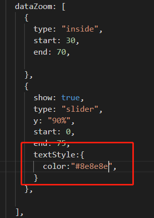 echarts中的dataZoom,滚动条左右两边文字更改颜色样式