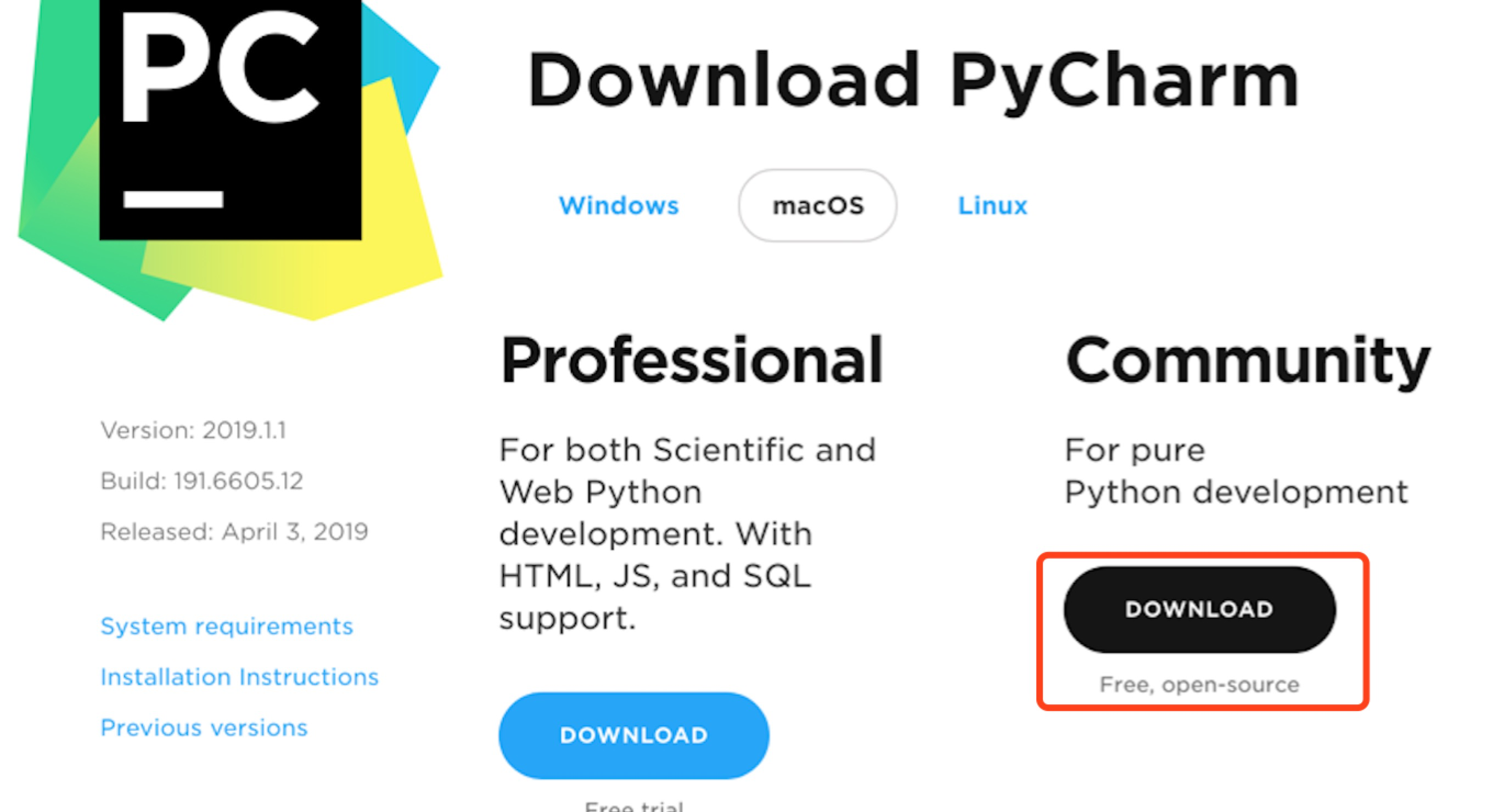 PyCharm CE下载