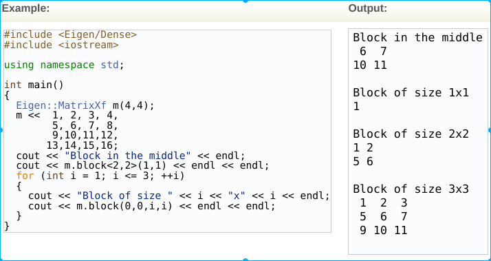 eigen block assignment