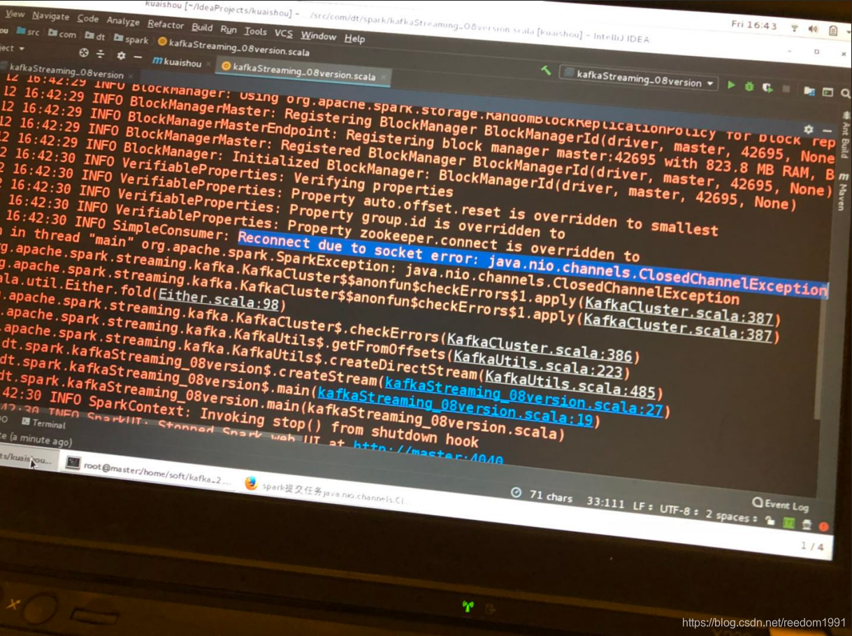 local模式连接kafka出现org.apache.spark.SparkException:java.nio.channels ...