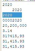 The total length, left, up 0, thousands separator, decimal places, localized expression