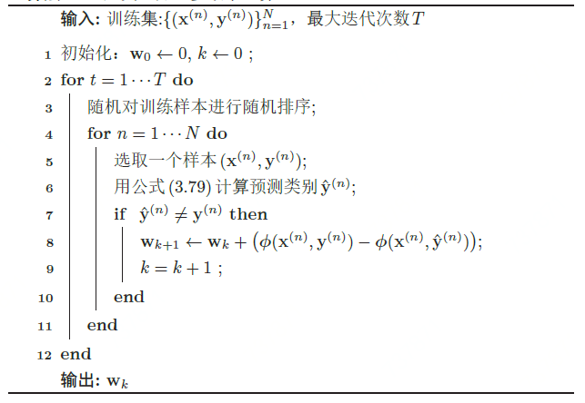 广义感知器算法的训练过程