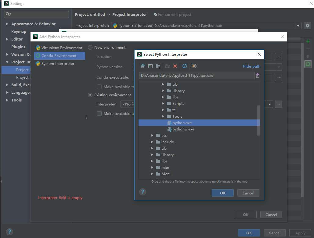 windows10 pycharm anaconda pytorch环境配置