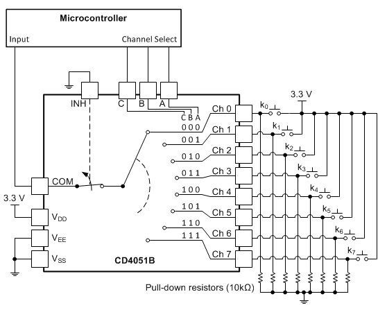 Cd4051be схема включения