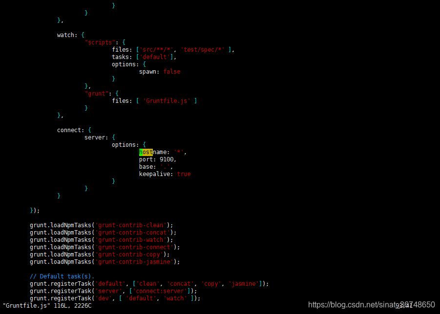 Here vim Gruntfile.js inserted into the picture description
