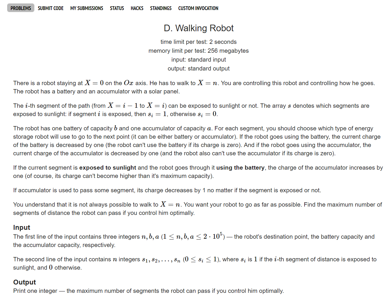 Codeforces Round #552 (Div. 3)D. Walking Robot【贪心】_d.walking Robot-CSDN博客