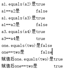 a1.equals(a2)是truea1==a2是片描述