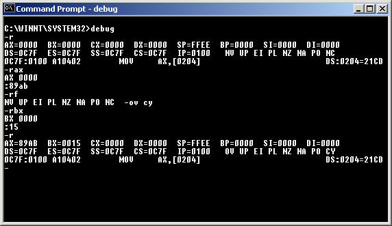 汇编语言DEBUG程序的使用（留给弱智的自己看吧）_重启 debug 将指令 