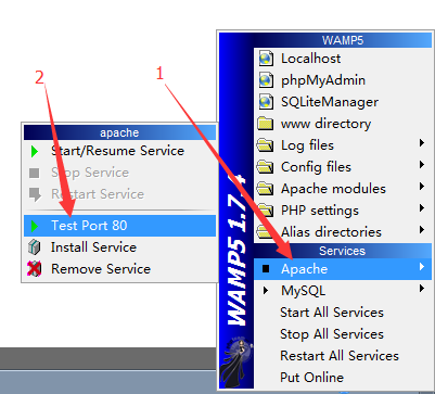 wamp server none of 2 services running