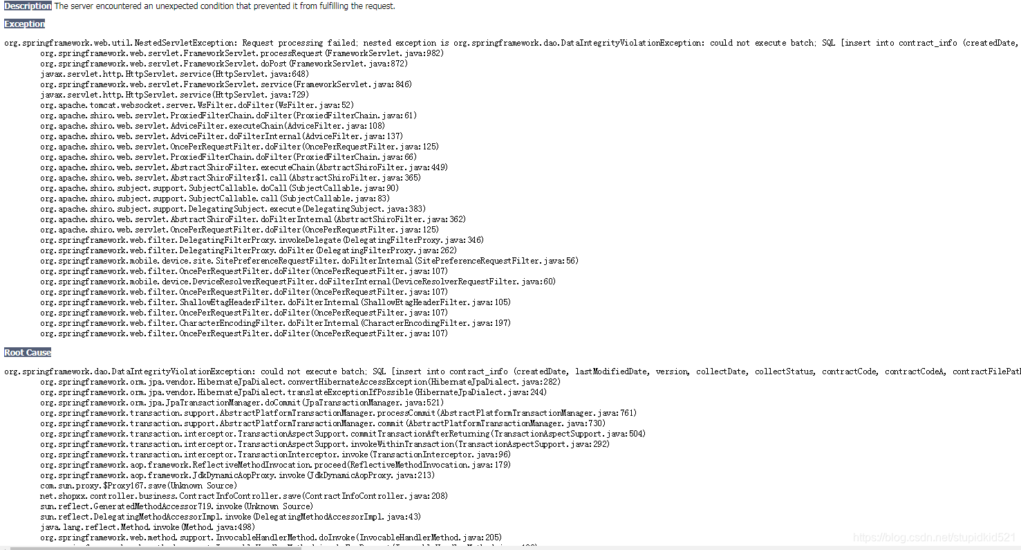 Org Springframework Dao DataIntegrityViolationException
