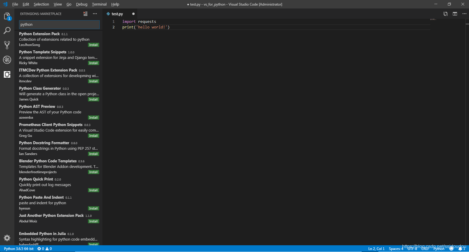 windows环境下VS Code+Python3的开发环境配置_python enter your module name-CSDN博客