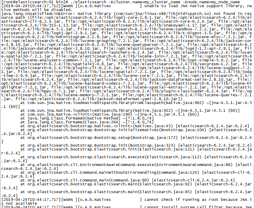 linuxelasticsearchunable to load JNA native support library, native methods will be disabled