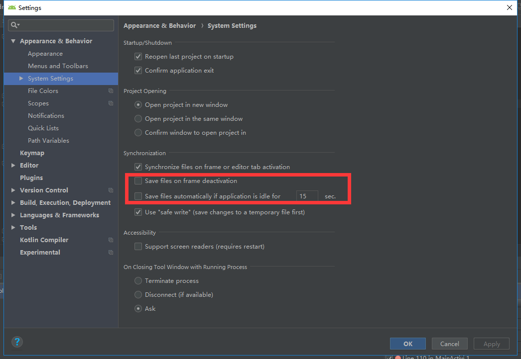 关闭android studio的自动保存功能（附图）_android studio 自动保存-CSDN博客
