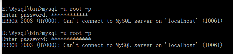 （已解决）登录Mysql报错ERROR 2003: Can't connect to MySQL server on 'localhost' (10061)