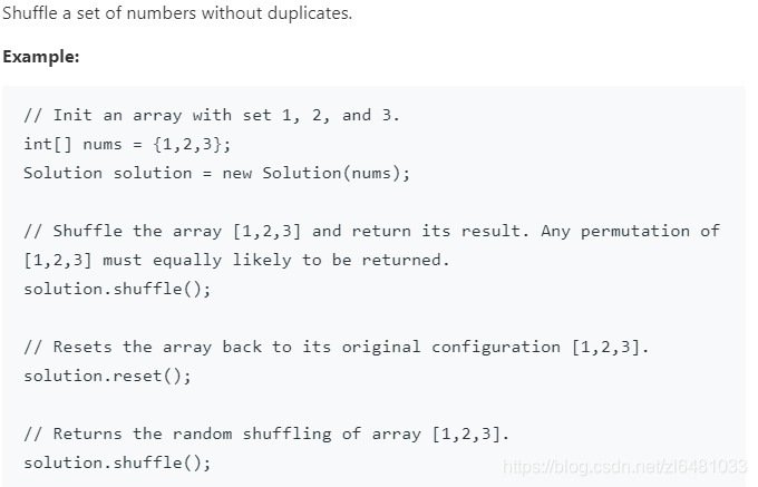 leetcode【设计问题】-----384. Shuffle an Array(打乱数组) - 吾之求索 - 博客园
