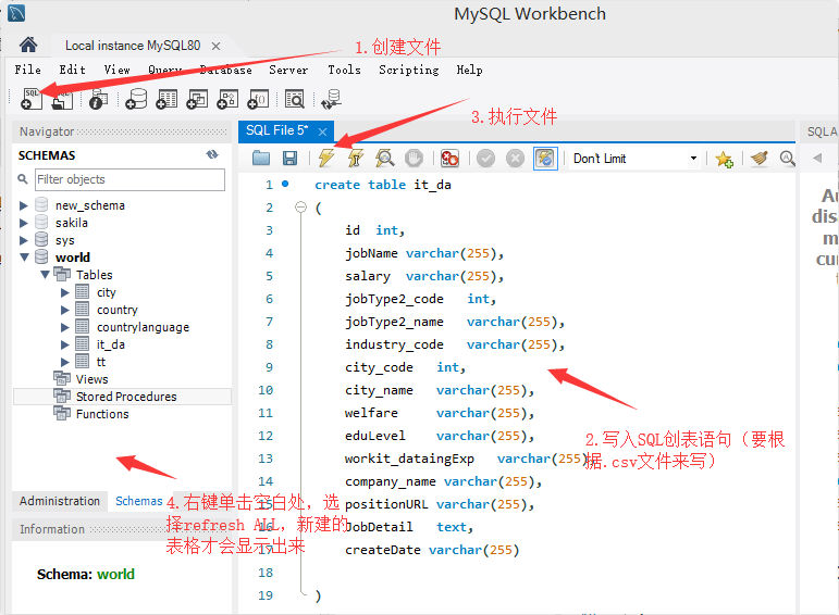 mysql workbench import csv