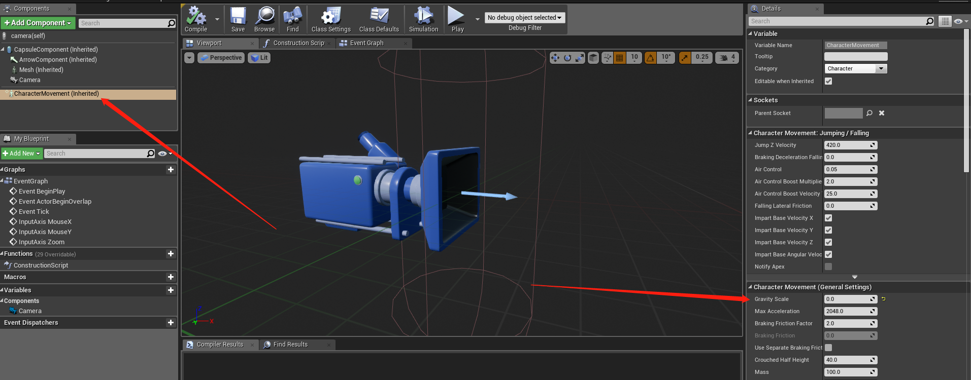 UE4控制Character不受重力影响