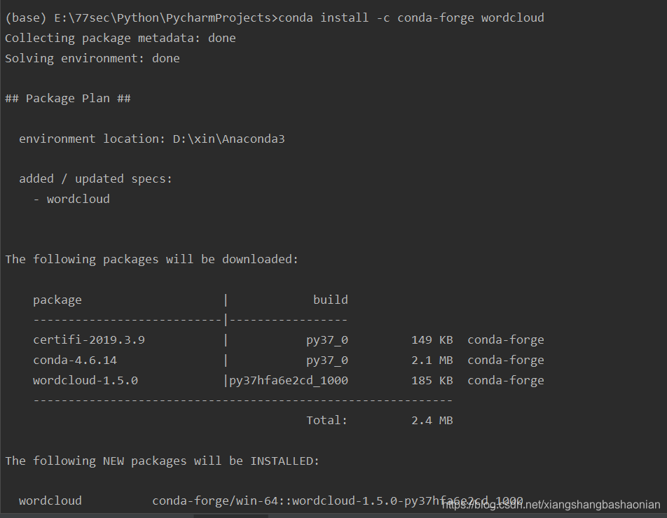 Anaconda使用conda来快速安装python库,比如,jieba,wordcloud_conda install -c conda ...
