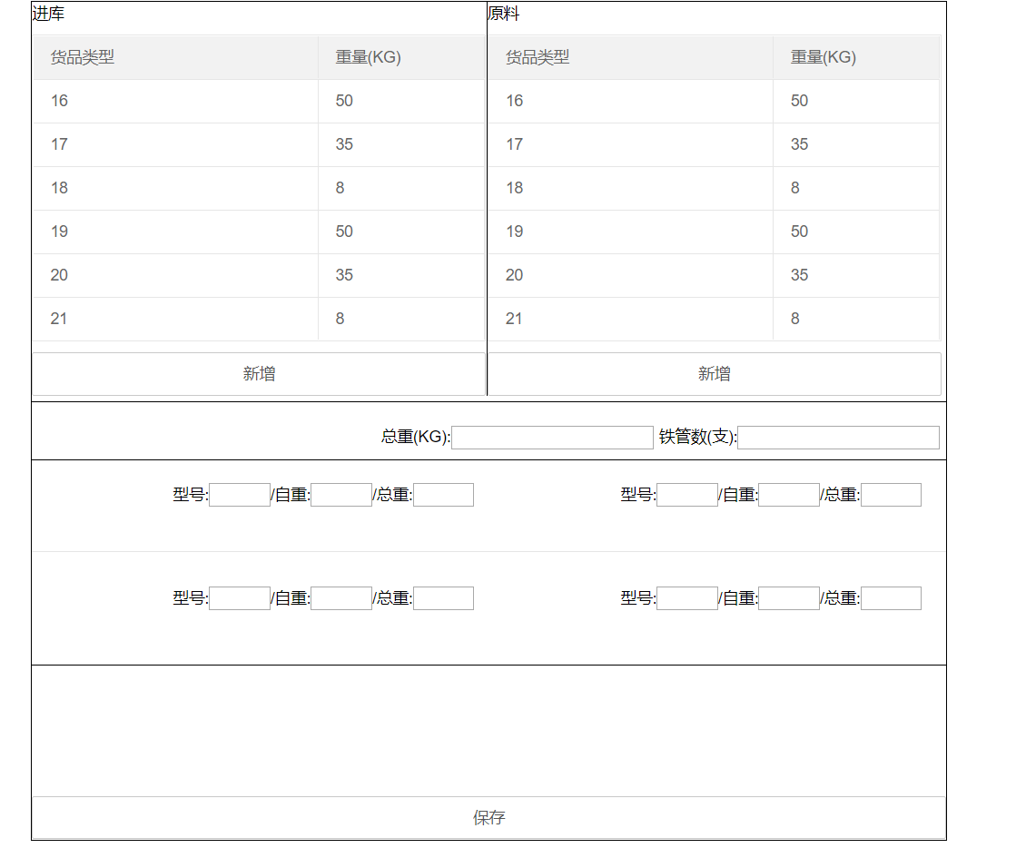 单表单嵌套多个数据源并显示记录，行内编辑（layui）