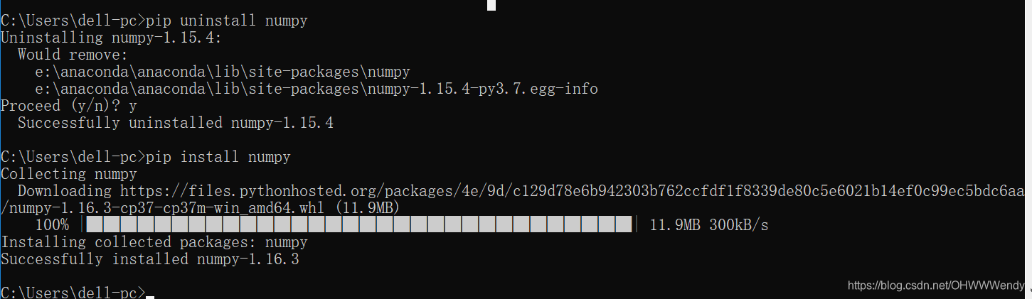 重新安装numpy