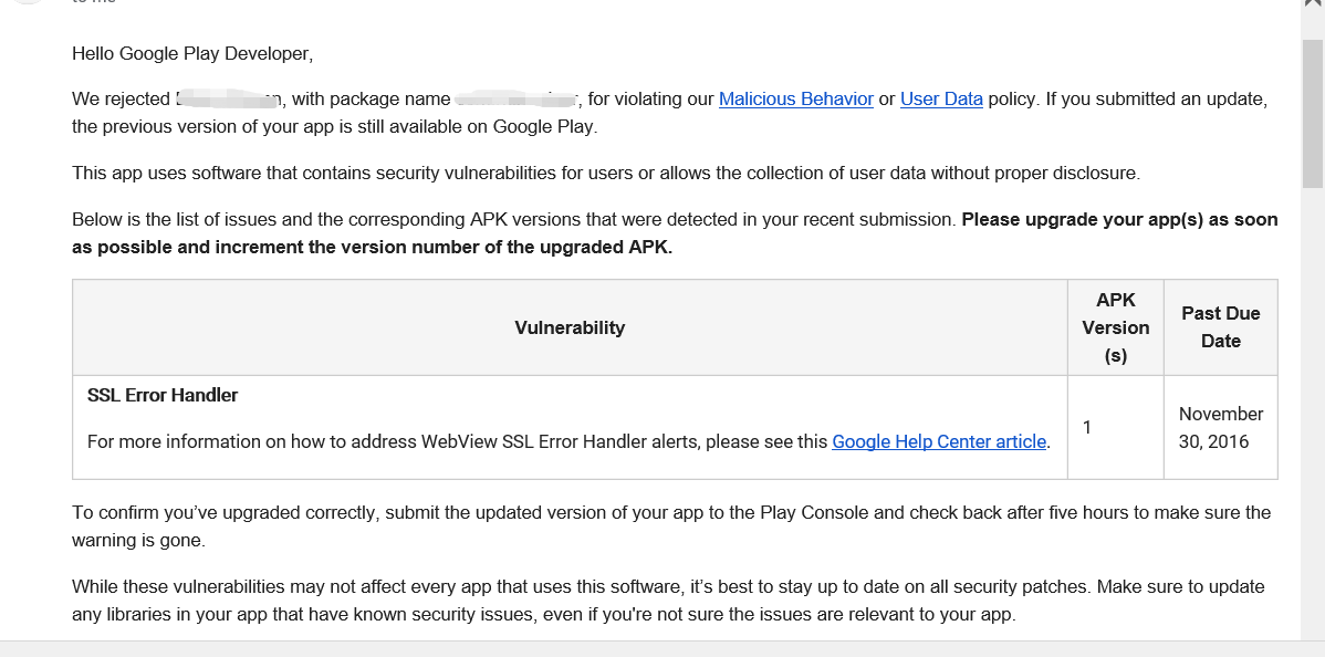 SSL Error Handler For more information on how to address WebView SSL Error Handler alerts