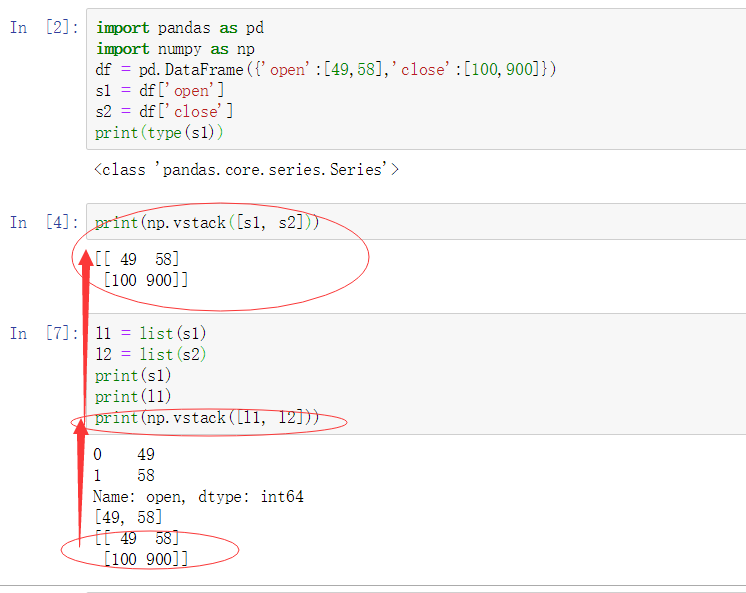 numpy .vstack