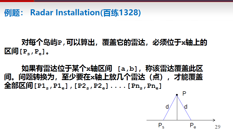 POJ1328 Radar Installation (interval greedy) - Programmer Sought